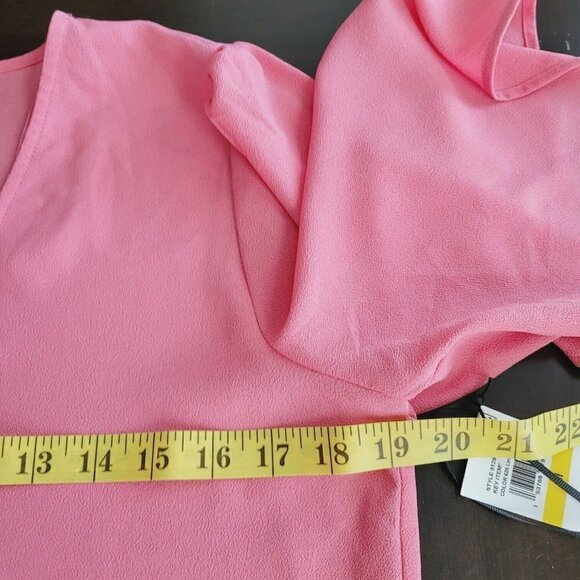 1 State Sz Medium Blouse Cherry Blossom Pink Tie Front V Neck Kimono Sleeve NEW - Picture 5 of 9
